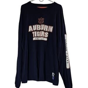 Auburn Tigers Spellout Blue & Orange Long Sleeve Football Mens Sz 3XL Tee-Shirt